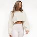 Women's Long Sleeve Round Neck Sweater Navel Baring Short Sports Bottoming Shirt Style Knitted Top_ecoleips.com