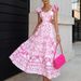 Women's Clothing Summer Printed Elegant Hollow Waist Revealing Maxi Dress_ecoleips.com