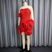 Strapless Bodycon Dress With 3D Floral Appliqués – Asymmetric Ruched Cocktail Dress For Parties & Weddings (S-XXL, Stretchy Polyester-Spandex Blend)_ecoleips.com