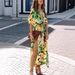 2026 Summer Women Sexy V-neck High Waist Printed Split Dress_ecoleips.com