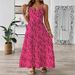 Women's Patchwork Belted Pasta Dress Summer Long Dress for Beach Vacation Seaside Casual Women's Clothing_ecoleips.com