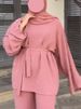 New Arrivals Muslim Woman Tops And Pants A Set Hight Quality Two Peice Set For Women Islamic Turkey Clothes Dubai Fashion_ecoleips.com