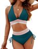 Women's Clothing High Waist Bikini Two Piece Set V Neck Tie Bikini_ecoleips.com