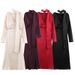 2026 New Scarf Solid Elegant Maxi Dresses Women Spring V Neck Long Sleeve Club Party Long Dress Female Chic Slim Fit Dresses_ecoleips.com