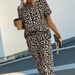 Summer New Casual Leopard Print For Women Short Sleeve Top And Long Pants Two-Piece Set_ecoleips.com