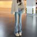 Women's High-Waisted Flared Jeans Black Rhinestone Embroidery Slimming Stylish Spring New Arrival Denim_ecoleips.com