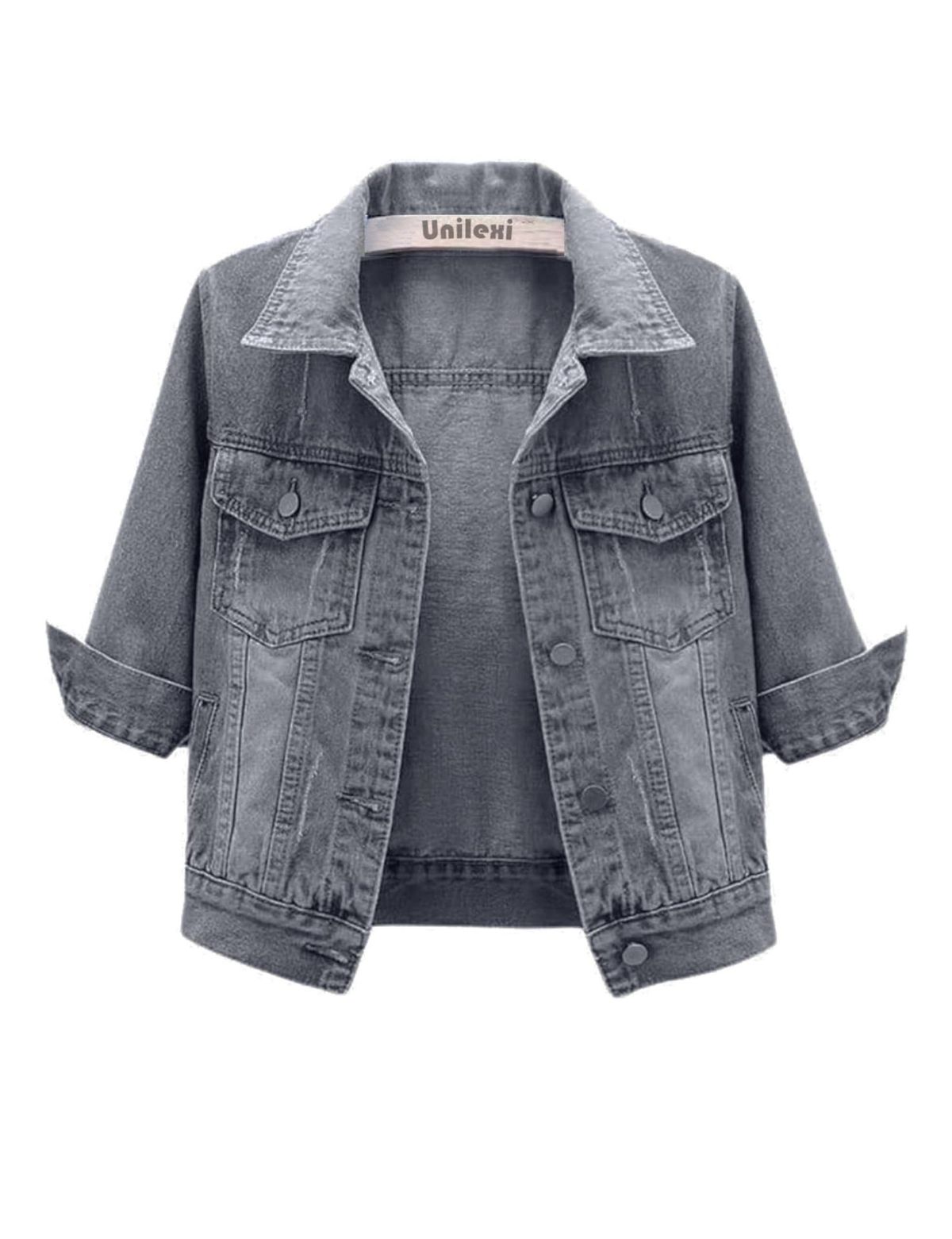 Women's Denim Jacket Spring Summer New Three Quarter Sleeve Short Casual Versatile Top Jacket_ecoleips.com