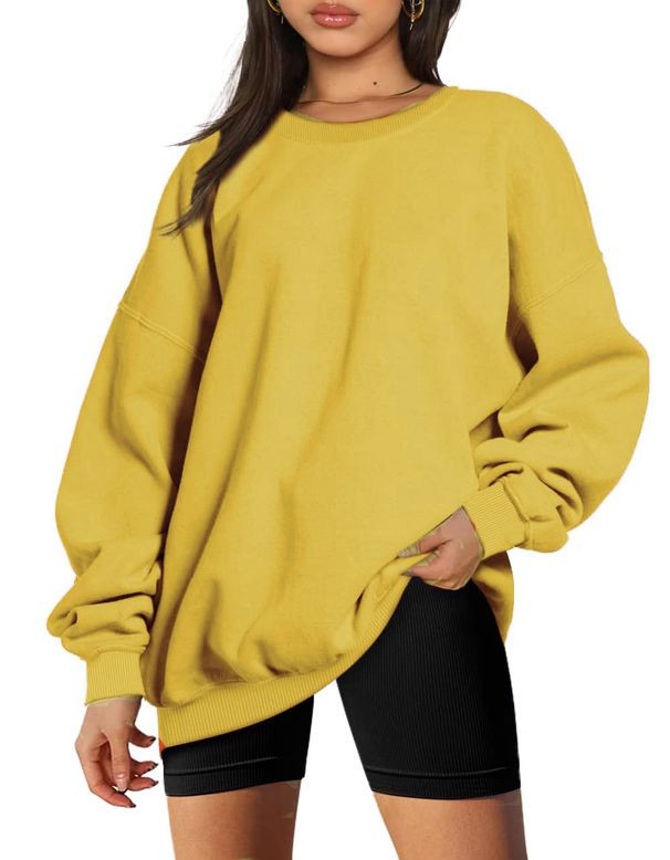 Women's Clothing Women's Oversized Fleece Sweatshirt Long Sleeve Crew Neck Pullover Sweatshirt Casual Shirt Tops_ecoleips.com