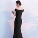 Women's Clothing White Off The Shoulder Mermaid Evening Dress Perfect For Toasting Parties Slits Detail Petite Women's Party Wear_ecoleips.com
