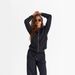 Women's Clothing Solid Color Two Piece Set Long Sleeved Zipper Loose Top With Lace Up Trousers Casual Suit_ecoleips.com