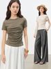 ZIQIAO 2026 Summer Women's Contour Stitch T-Shirt - Structured Round Neck Slim Fit Tee With Cool-Touch Yarn For Urban Explorer_ecoleips.com