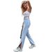 Women's Clothing Split Wide Leg Straight Loose High Waisted Slim Jeans_ecoleips.com