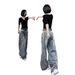 Women's High-Waisted Wide Leg Jeans Retro Washed Distressed Scimitar Design Floor-Length Pants Flowy Petite Fit Autumn/Winter Style_ecoleips.com
