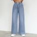 Women's Mid-Rise Casual Jeans Elastic Waist Drawstring Embroidered Bow Stretch Cotton Denim for Spring/Autumn & Summer_ecoleips.com