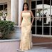 Elegant Strapless Floral Prom Dress for Women Sexy A-Line Evening Gown with Lace Appliques Blue Yellow S-XXL_ecoleips.com