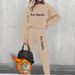 Women's Round Neck Sweatshirt Letter Print Casual Loose Sportswear Top For Autumn Winter_ecoleips.com