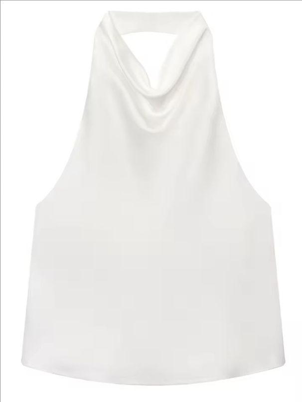 K New Fashionable Texture And Temperament Hanging Neck Collar Top_ecoleips.com