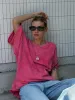 Bornladies 100% Cotton Retro T-shirt Men Women Vintage Short-sleeve Wax Printing T Shirts Solid Color Hip Hop Loose Tees_ecoleips.com