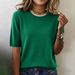 2026shein Cross-border European And American Independent Site Short-sleeved Round-neck Casual Sweater New_ecoleips.com