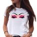 Wholesale Cross-border Round-neck Plus-size Clothing, Colorful Eyelash Pattern Women's Short-sleeve T-shirts For Summer_ecoleips.com