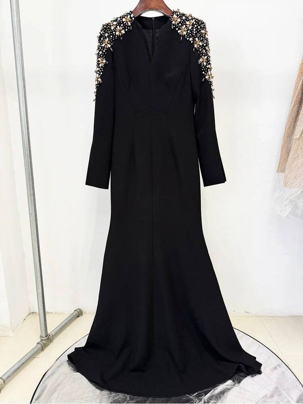 Newest Fashion 2025 Designer Party Vestido Women's Diamonds Beaded Split Long Maxi Dress Purple Glitter Rivet Tops PTF8_ecoleips.com