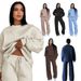 Women's Clothing Solid Color Round Neck Long Sleeve Loose Women's Fashion Casual Wide Leg Pants Suit_ecoleips.com