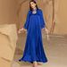 Blue Laser Gradient Abaya Dress With Tassel Details - Elegant Long Islamic Robe_ecoleips.com