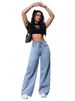 New European And American Cross-border High-waisted Slimming Loose-fitting Floor-length Wide-leg Straight Jeans, Trendy_ecoleips.com