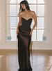 JULISSA MO Patchwork Sexy Strapless Satin Women Maxi Dress Coffee Backless High Waist Dress Winter Slim Elegant Party Club Dress_ecoleips.com
