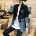 Women's Clothing Small Suit Women's Jacket New Korean Version Of The British Style Denim Niche Leisure Temperament Splicing Suit Small_ecoleips.com