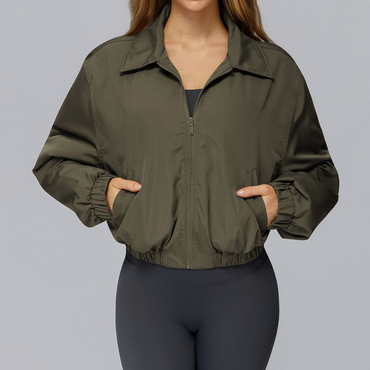 Women's Windproof Warm Sports Top Zip Up Outdoor Hiking Running Jacket Loose Fitting Autumn Winter_ecoleips.com