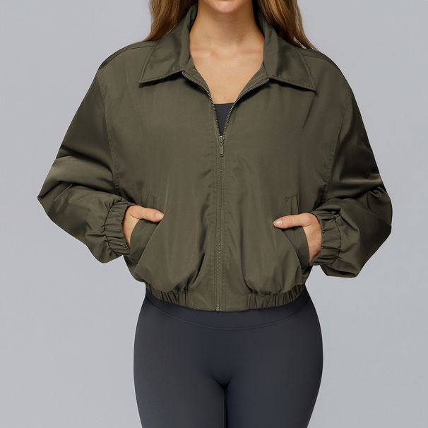 Women's Windproof Warm Sports Top Zip Up Outdoor Hiking Running Jacket Loose Fitting Autumn Winter_ecoleips.com