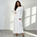 Cross Border Best Selling Simple And Versatile Nida Solid Color Dress_ecoleips.com