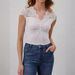 European And American Cross-border 2026 Fan-shaped V-neck Front Button Lace Splicing Slim-fit Short-sleeve T-shirt_ecoleips.com