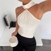 Women's Clothing High Neck Sleeveless Off-Shoulder Elastic Vest Spring/Summer Top Metal Ring Detail Fashion_ecoleips.com