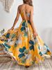 Tropical Print Thigh-High Slit Backless Spaghetti Strap Dress 1056_ecoleips.com
