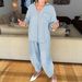 Women's Autumn Fashion V-Neck Top And High-Waisted Pants Set Long Sleeve Casual Two-Piece Solid Color_ecoleips.com