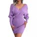 2025 Autumn Winter European And American Sexy Cross V-neck Batwing Bodycon Sweater Dress Independent Cross-border_ecoleips.com