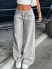 Women's Clothing Retro Low Waist Non Elastic Washed Straight Jeans Women's Wide Leg Denim Pants_ecoleips.com