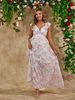 European And American Women's Fashion Cross-Border New Sexy Floral Backless Deep V-Neck Maternity Dress_ecoleips.com
