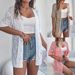 Real Shot Summer Hollow Out Plaid Short Sleeve Knitted Cardigan Beach Sun Protection Shirt European And American_ecoleips.com