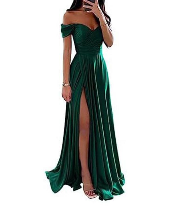 Women's Clothing Bridesmaid Dress Long Dress Slimming Strapless Bestie Prom Formal Dress Simple Sexy Slit_ecoleips.com