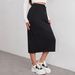 2025 Sports, Leisure, Commuting, Loose Elastic Waist, Solid Color Skirt, Split_ecoleips.com