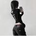 Women's Slim Fit Long Sleeve T-Shirt With Retro Back Print - Stretchy Polyester Casual Top For Streetwear & Daily Wear_ecoleips.com