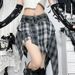 Women's Irregular Bohemian Style Midi Skirt Dark Plaid Fashionable And Versatile Gothic Style Bottoms for Ladies_ecoleips.com