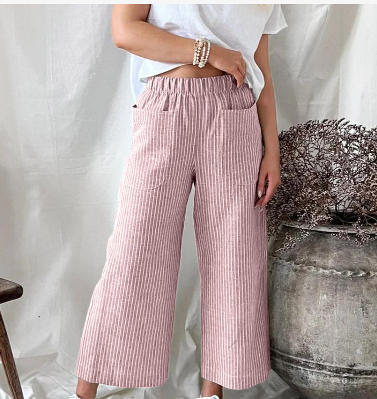 Suitable For All Seasons 2025 Four Seasons New Cotton Linen Loose Fashion Casual Straight Pants Women's Wear_ecoleips.com