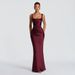 High-End Slim Fit Women's Halter Dress Sexy Pleated Long Skirt Tie-Up Bodycon Evening Banquet Dress for Export_ecoleips.com