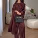 Set High End Design Loose Fitting Shawl Top Two Solid Color Satin Wide Leg Pants Women's Clothing_ecoleips.com
