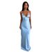 Elegant V Neck off Shoulder Slim Fit Dress for Women with Back Tie European And American Style Thin Strap Cross Border Clothing 2025_ecoleips.com