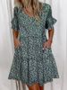 Aria Basics Aria Basics Cross-Border Women's Fashion 2025 Spring Summer Sweet V-Neck Printed Flared Dress European And American Style_ecoleips.com